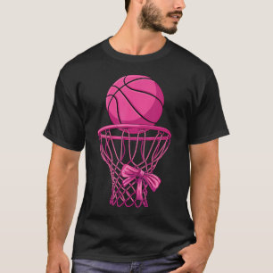 Pink Coquette Bow Basketball Pink Basketball Mom M T-Shirt