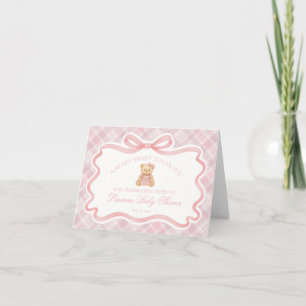 Pink Coquette Bow Bear Baby Thank You Card