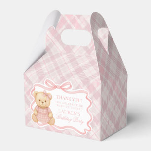 Pink Coquette Bow Bear Girl Birthday Favor Box