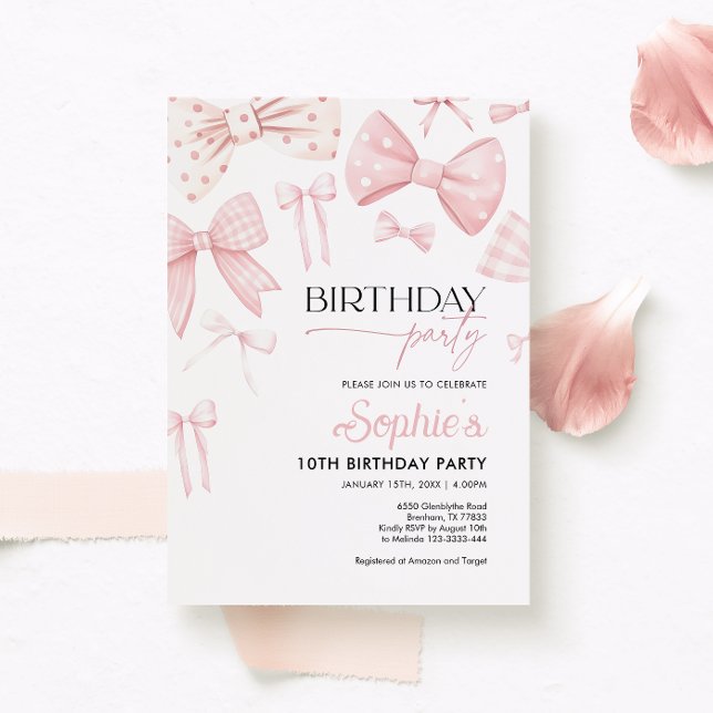 Pink Coquette Bow Birthday Invitation (Creator Uploaded)