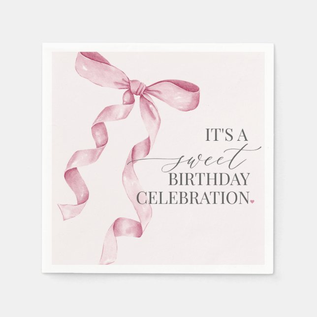 Pink Coquette Bow Birthday Party DecorPaper Napkin (Front)