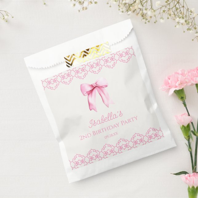 Pink Coquette Bow Birthday Party  Favour Bags (Sealed)
