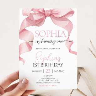 Pink Coquette Bow Birthday Party Invitation