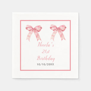 Pink Coquette Bow Birthday Party Napkin