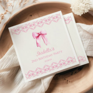 Pink Coquette Bow Birthday Party Napkin
