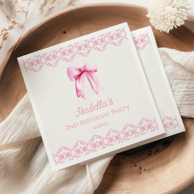 Pink Coquette Bow Birthday Party  Napkin (Creator Uploaded)
