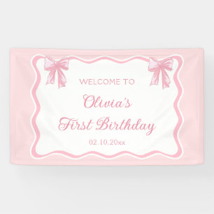 Pink Coquette Bow Birthday Party Welcome  Banner