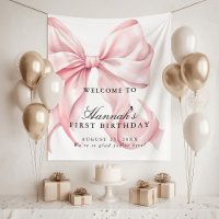 Pink Coquette Bow Birthday Party Welcome Sign