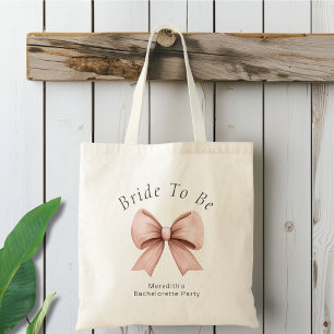 Pink Coquette Bow Bridal Party  Tote Bag