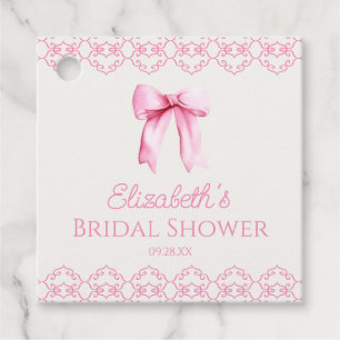 Pink Coquette Bow Bridal Shower Favour Tags