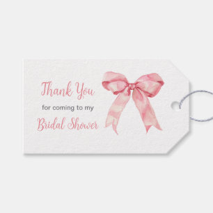 Pink Coquette Bow Bridal Shower Gift Tags