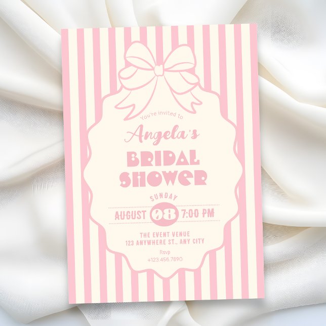 Pink coquette bow bridal shower invitation (Creator Uploaded)