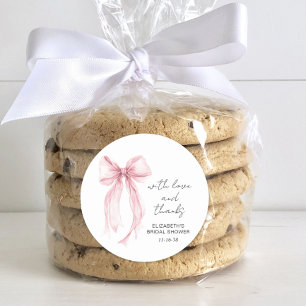 Pink Coquette Bow Bridal Shower Thank You Classic Round Sticker