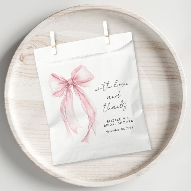Pink Coquette Bow Bridal Shower Thank You Favour Bags (Creator Uploaded)