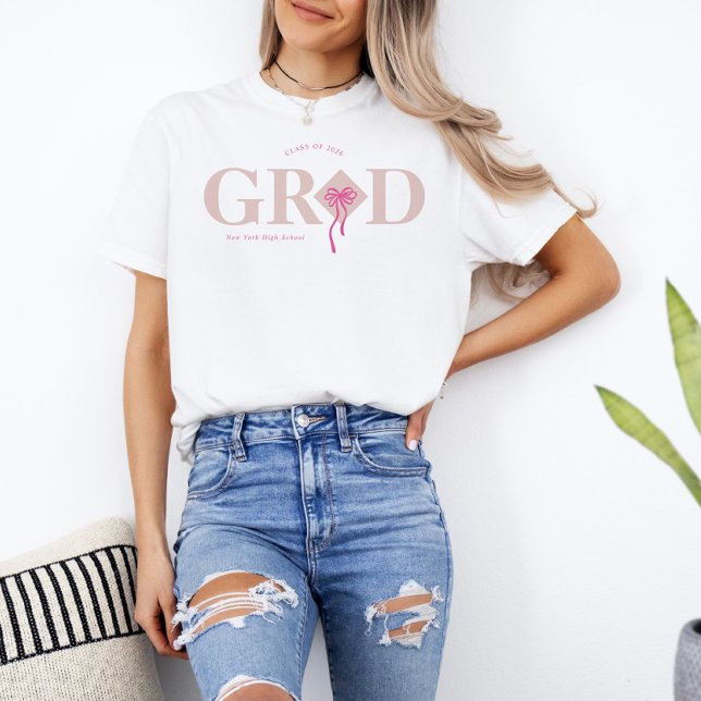 Pink Coquette Bow Class of 2026 Graduation T-Shirt (Creator Uploaded)