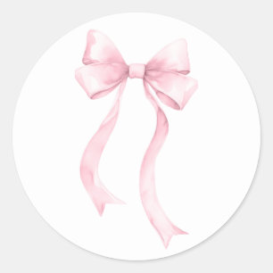 Pink Coquette Bow Classic Round Sticker