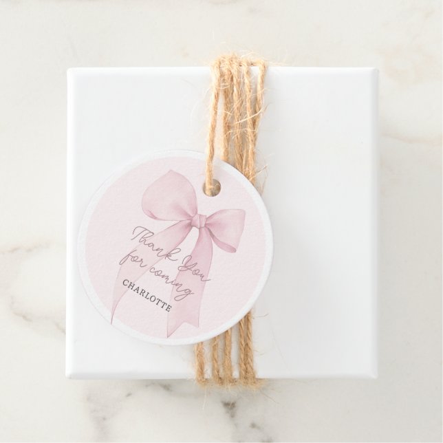 Pink Coquette Bow Custom Favour Tags (In Situ)