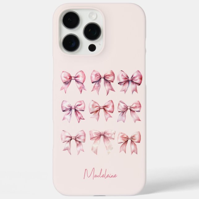Pink Coquette Bow Custom Name Case-Mate iPhone Case (Back)