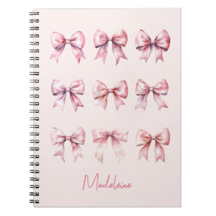 Pink Coquette Bow Custom Name Notebook