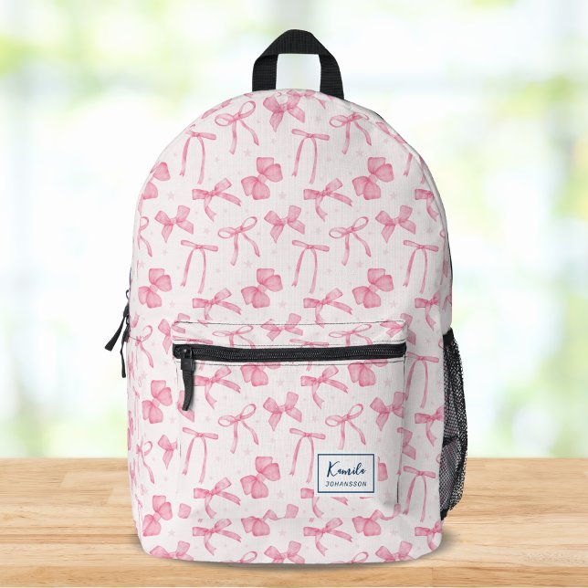 Pink Coquette Bow Custom Name Printed Backpack (Creator Uploaded)