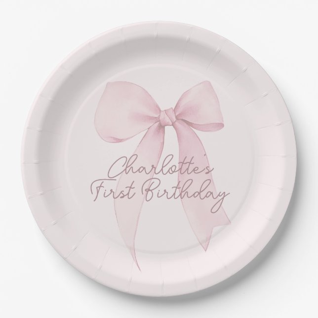 Pink Coquette Bow Custom Paper Plate (Front)