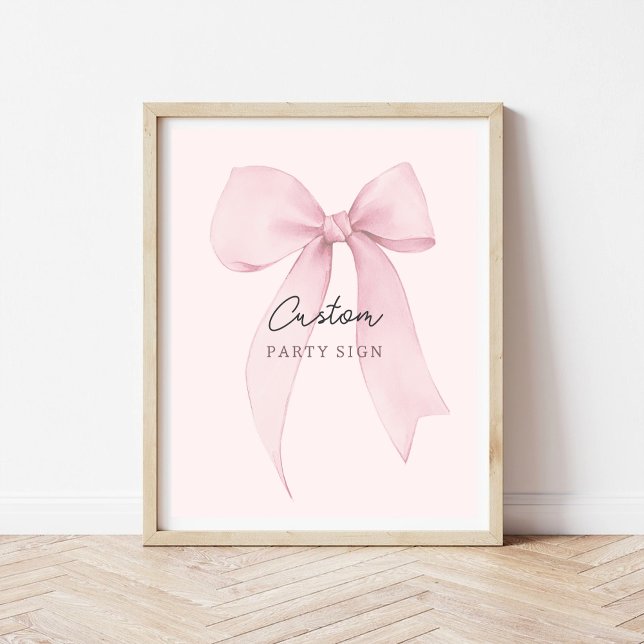 Pink Coquette Bow Custom Party Sign (Creator Uploaded)