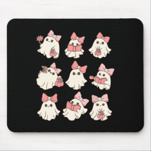 Pink Coquette Bow Cute Ghost Halloween Spooky Seas Mouse Mat