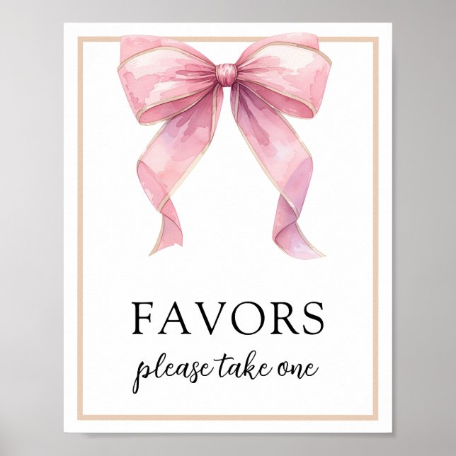 Pink Coquette Bow Favours Sign (Front)