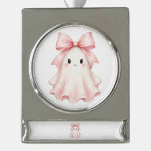 Pink Coquette Bow Ghost Halloween Ornament
