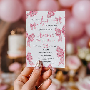 Pink Coquette Bow Ghosts Little boo 2nd birthday Invitation