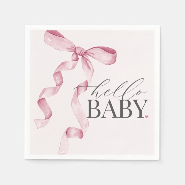 Pink Coquette Bow Girl Baby Shower Decor Napkin (Front)