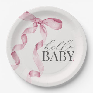 Pink Coquette Bow Girl Baby Shower Decor Paper Plate