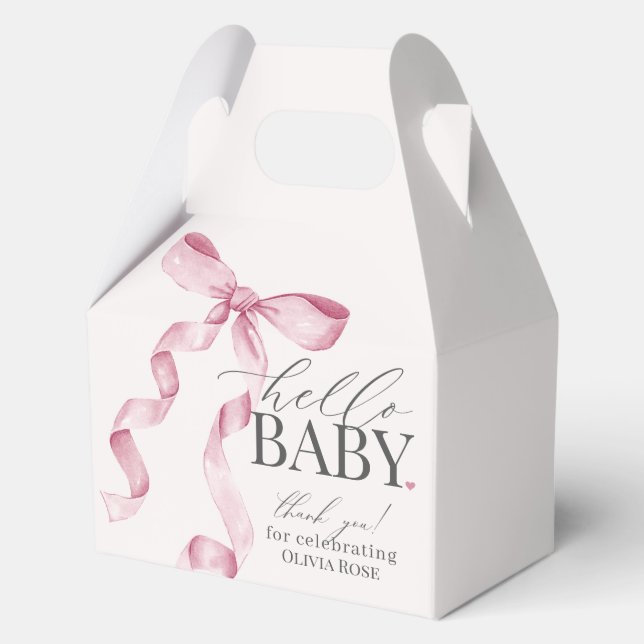 Pink Coquette Bow Girl Baby Shower Gift Favour Box (Front)