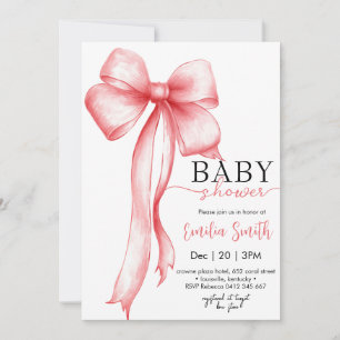 Pink Coquette Bow girl Baby shower Invitation