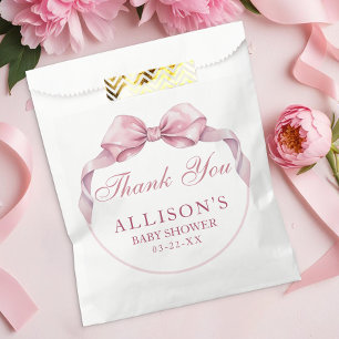 Pink Coquette Bow Girl Baby Shower Thank You Favour Bags