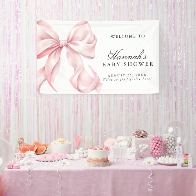Pink Coquette Bow Girl Baby Shower Welcome Sign (Party)