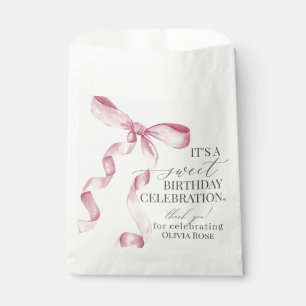 Pink Coquette Bow Girl Birthday Party Dessert Favour Bags