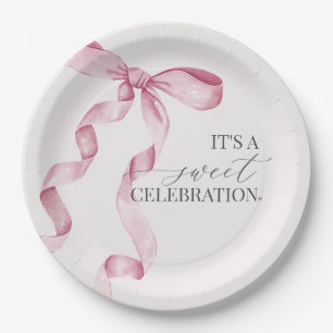 Pink Coquette Bow Girl Birthday Party Shower Decor Paper Plate