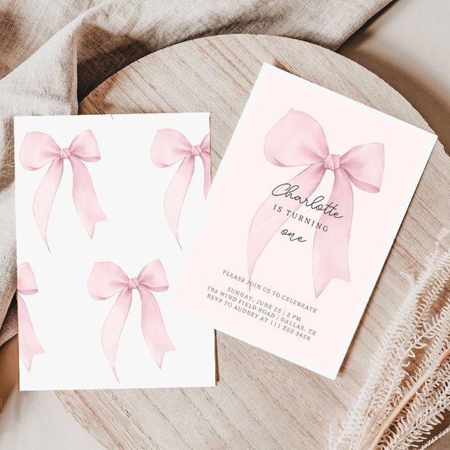 Pink Coquette Bow Girl's Birthday Invitation (Creator Uploaded)