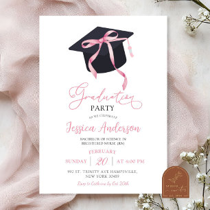 Pink Coquette Bow Graduation Party Invitation