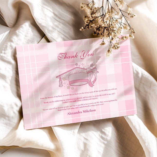 Pink Coquette  Bow Graduation Thank You Card (Creator Uploaded)