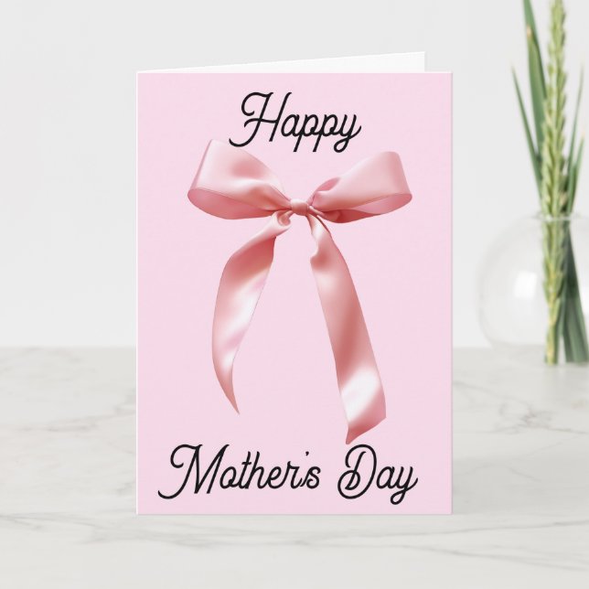 Pink Coquette Bow Happy Mother's Day Card (Front)
