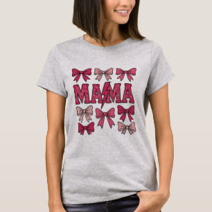 Pink Coquette Bow Mama Lightening Bolt Mum  T-Shirt