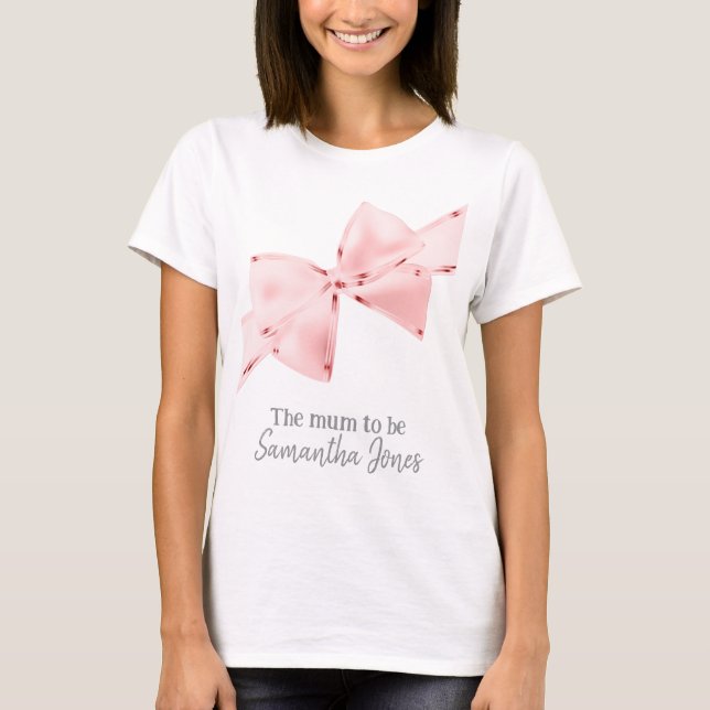 Pink Coquette Bow Mum To Be T-Shirt (Front)