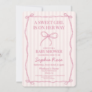 Pink Coquette Bow Pastel Baby Shower Invitation