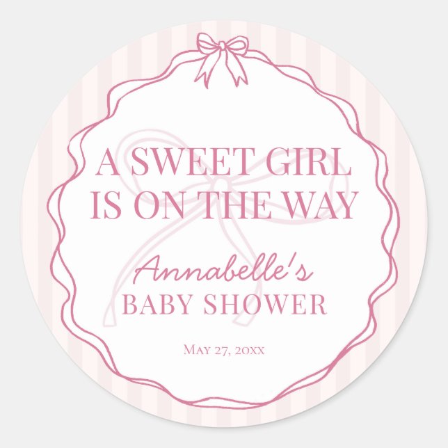 Pink Coquette Bow Pastel Baby Shower Invite Seal (Front)