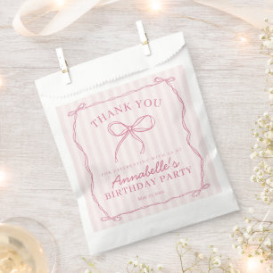 Pink Coquette Bow Pastel Birthday Party Dessert Favour Bags