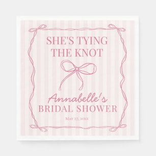 Pink Coquette Bow Pastel Bridal Shower Dessert Napkin