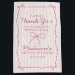 Pink Coquette Bow Pastel Bridal Shower Favour Medium Gift Bag<br><div class="desc">Add a touch of playful charm to your celebration with our Coquette Bow Party Decor Collection. Featuring a hand-drawn coquette bow doodle on a dreamy pastel striped background, this grandmillennial-inspired design is perfect for creating a soft, sweet party scene. The pastel pink palette and whimsical bow details bring a feminine...</div>