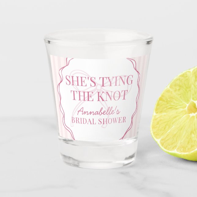 Pink Coquette Bow Pastel Bridal Shower Favour Shot Glass (Front)